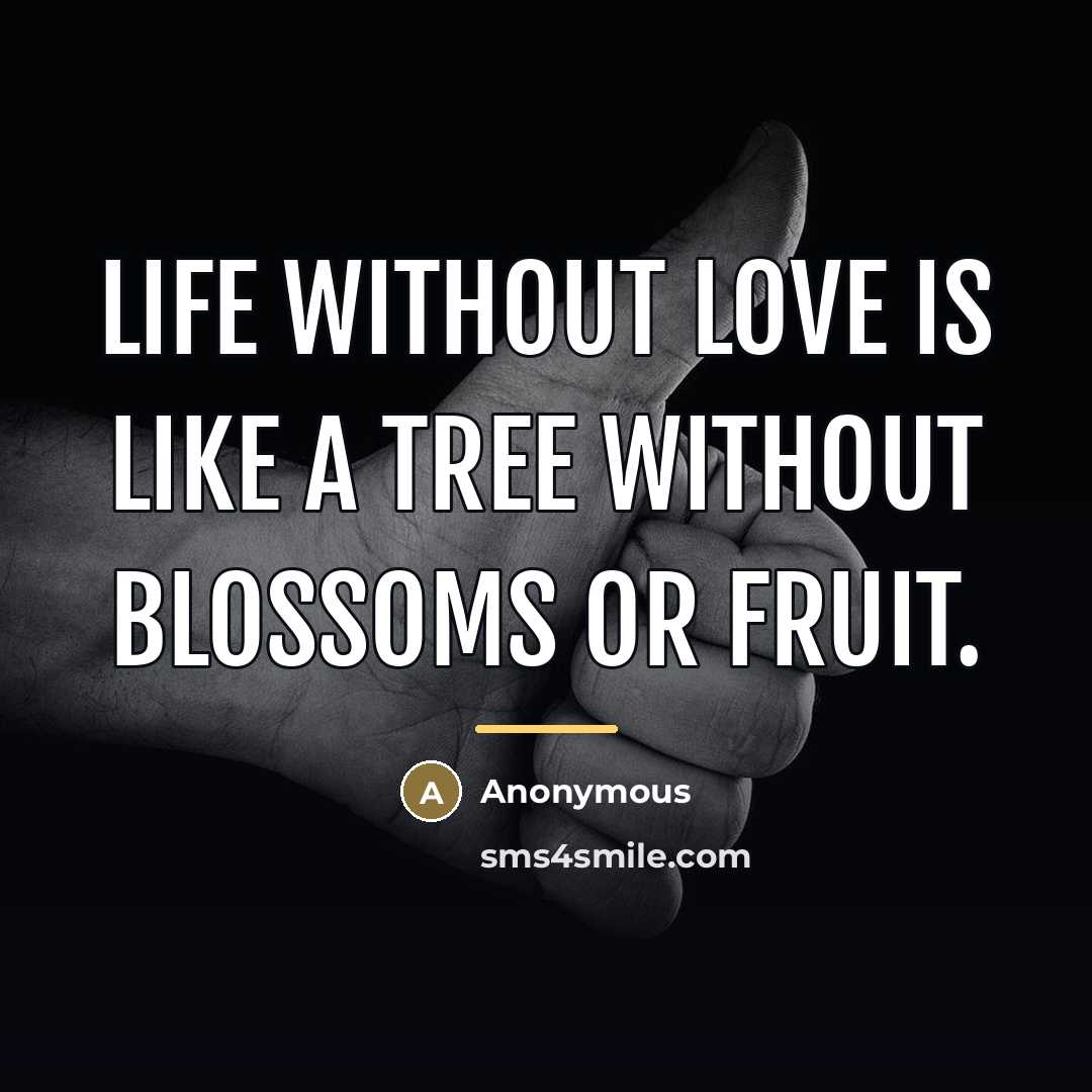 “Life without love is like a tree without blossoms or…” quote by Anonymous