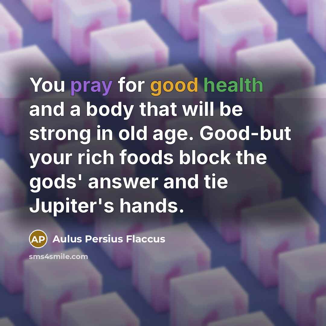“You pray for good health and a body that will…” quote by Aulus Persius Flaccus