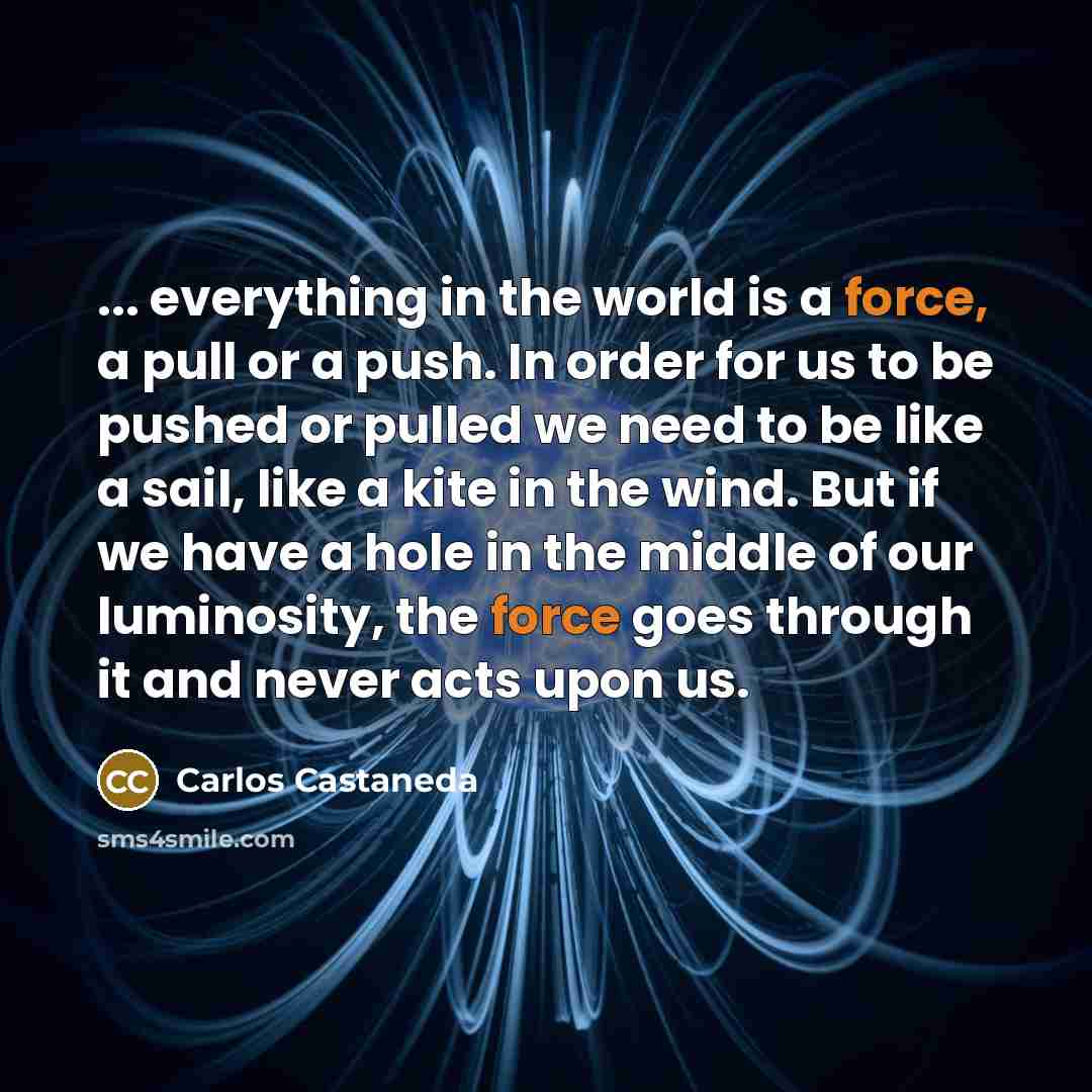 “... everything in the world is a force, a pull…” quote by Carlos Castaneda