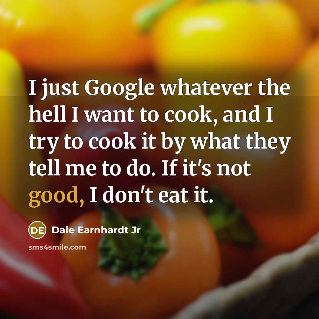 “I just Google whatever the hell I want to cook, and I try to cook it by what they tell me to do. If it's not good, I don't eat it.” quote by Dale Earnhardt Jr