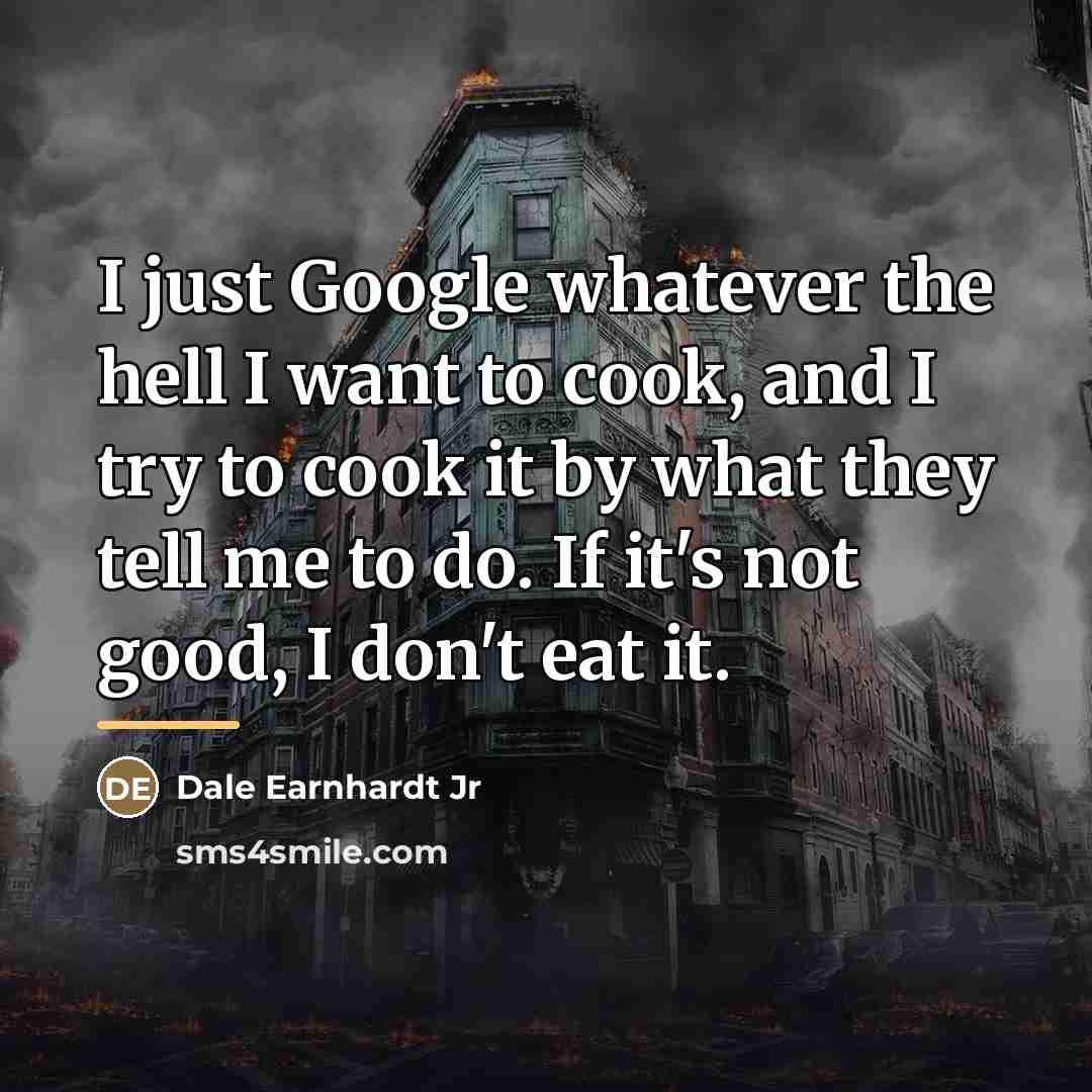 “I just Google whatever the hell I want to cook,…” quote by Dale Earnhardt Jr