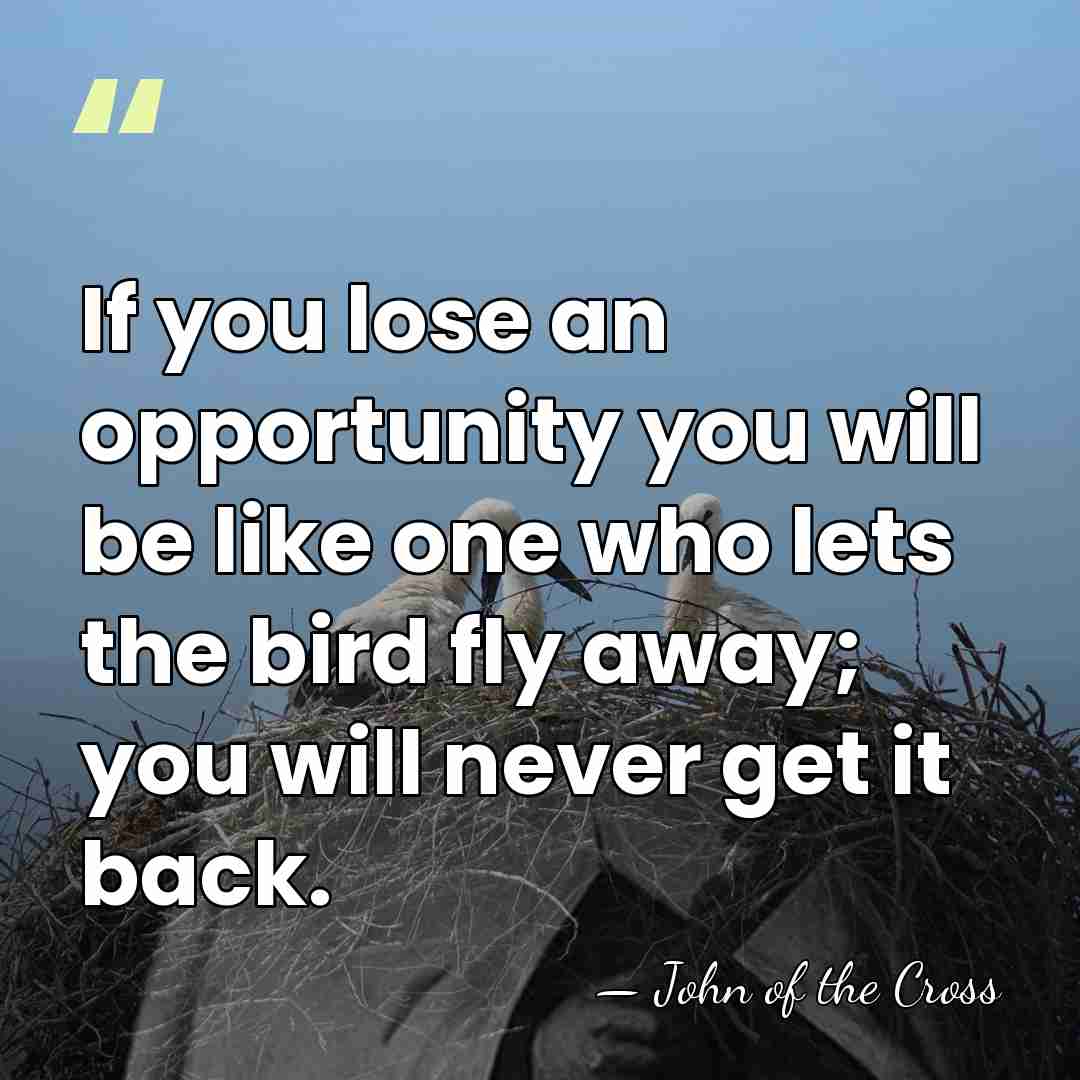 If you lose an opportunity you will be like one who lets&hellip; - John of the Cross