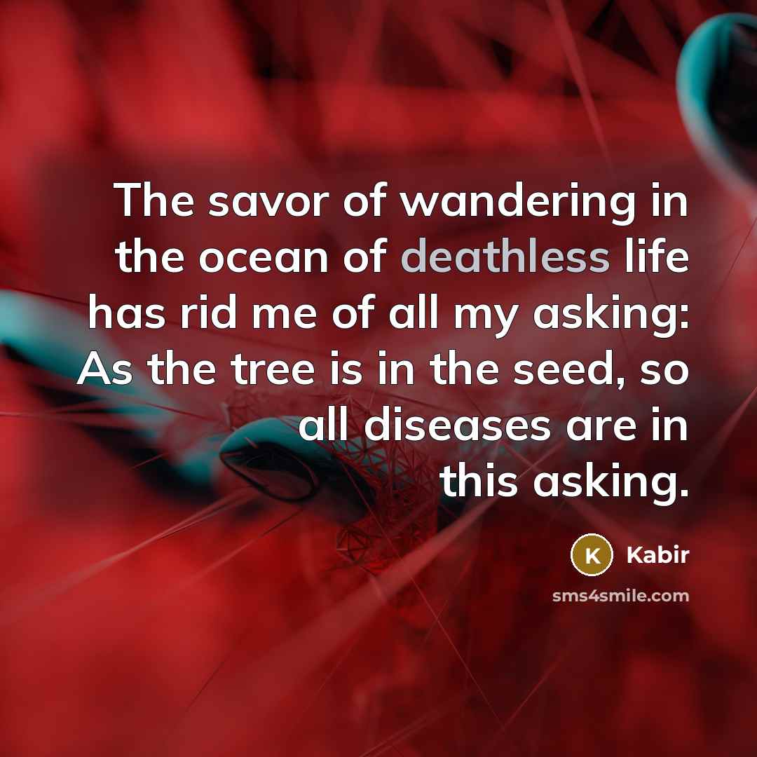 “The savor of wandering in the ocean of deathless life…” quote by Kabir