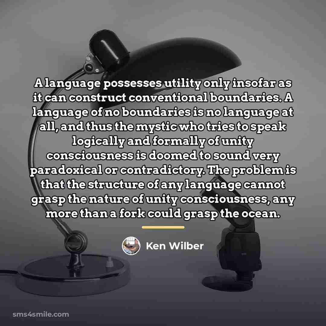 “A language possesses utility only insofar as it can construct…” quote by Ken Wilber