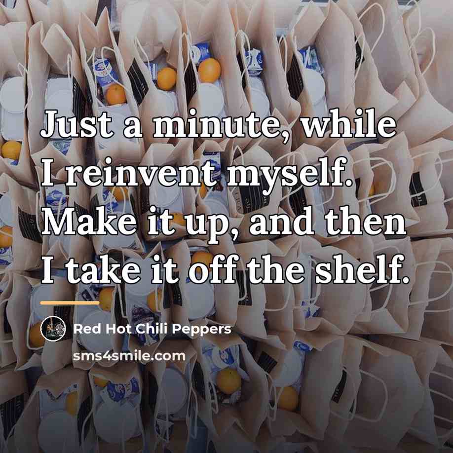“Just a minute, while I reinvent myself. Make it up,…” quote by Red Hot Chili Peppers
