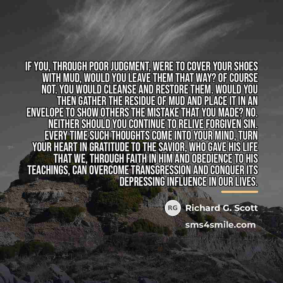 “If you, through poor judgment, were to cover your shoes…” quote by Richard G. Scott