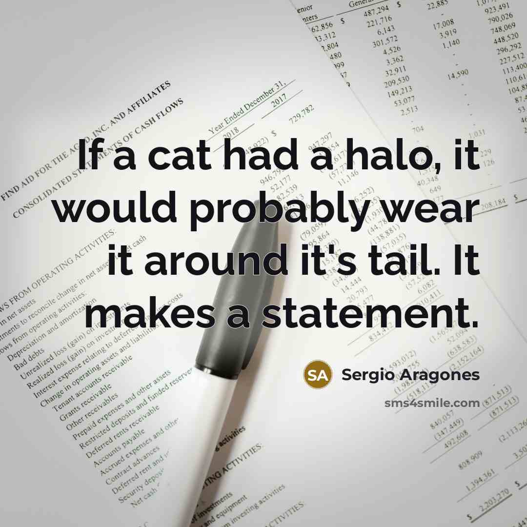 “If a cat had a halo, it would probably wear…” quote by Sergio Aragones