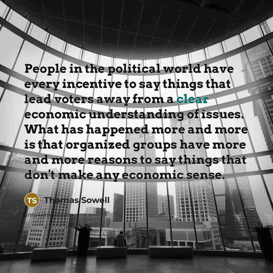 “People in the political world have every incentive to say…” quote by Thomas Sowell