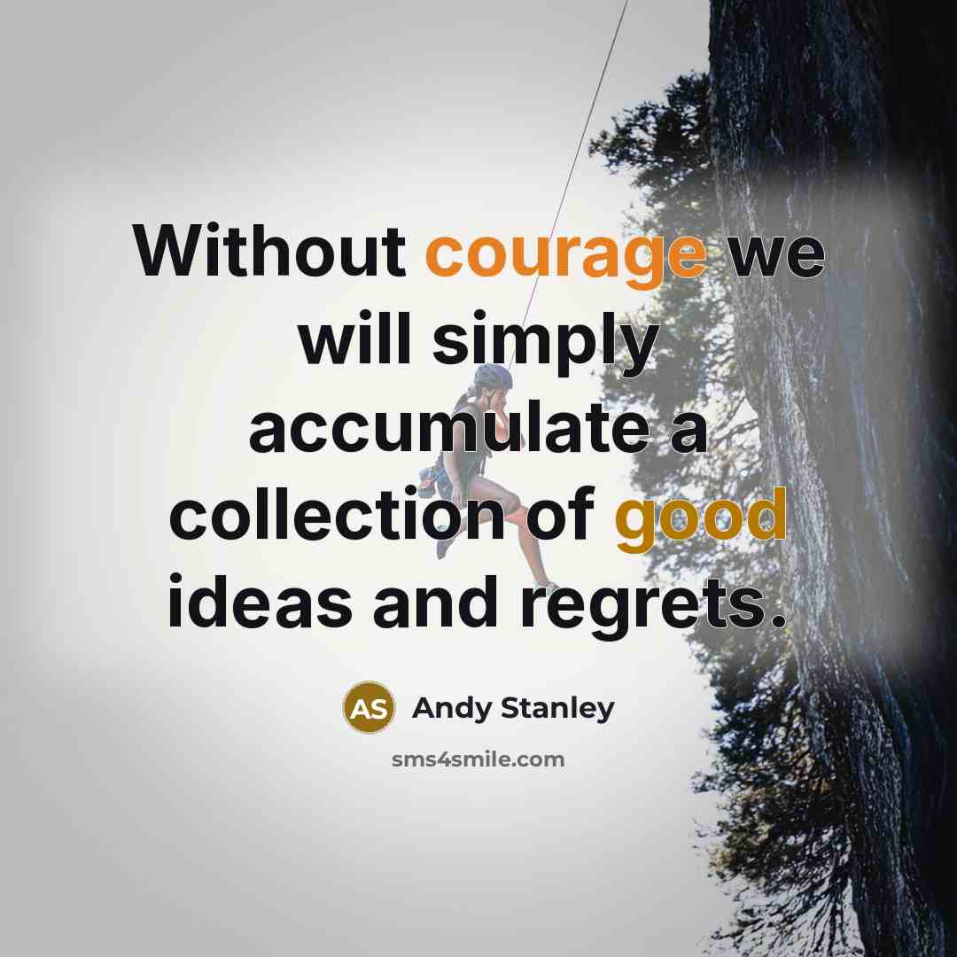“Without courage we will simply accumulate a collection of good…” quote by Andy Stanley