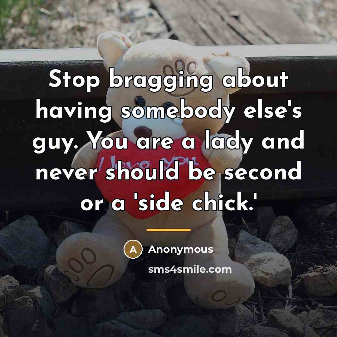 “Stop bragging about having somebody else's guy. You are a…” quote by Anonymous