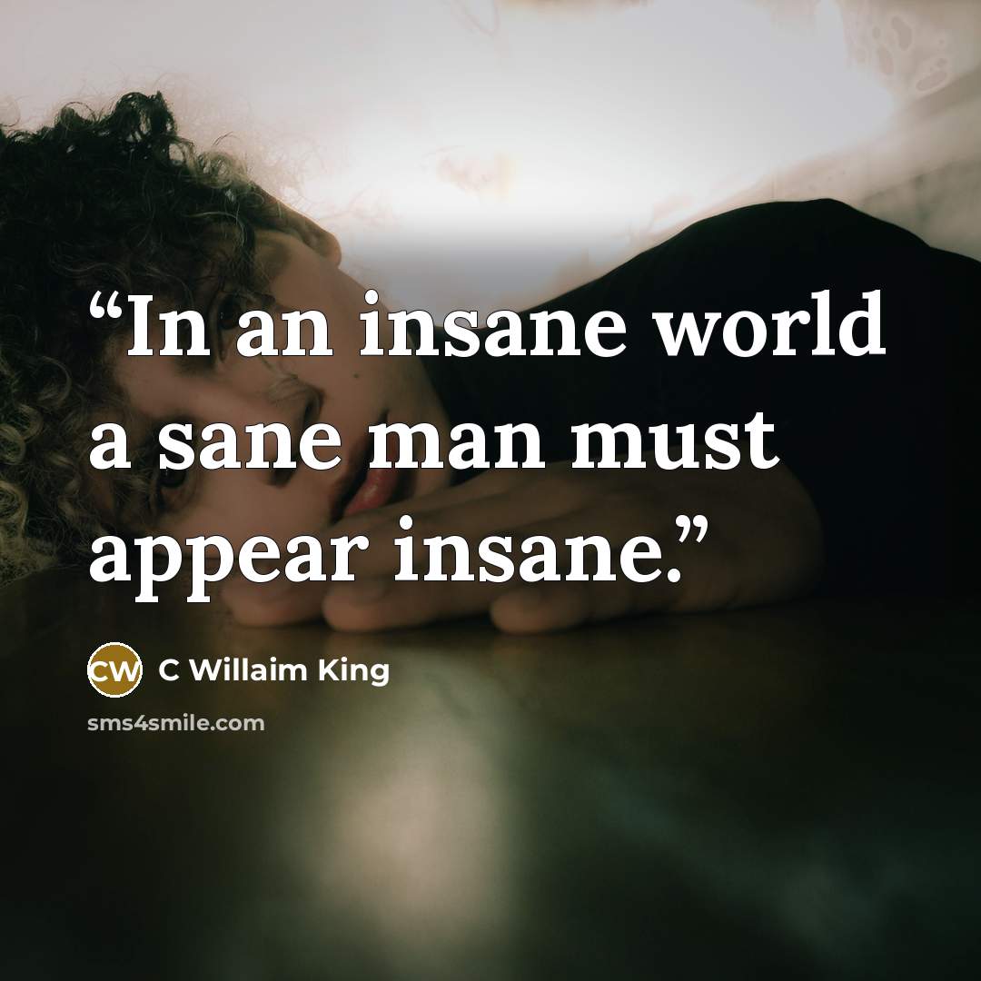 “In an insane world a sane man must appear insane.” quote by C Willaim King