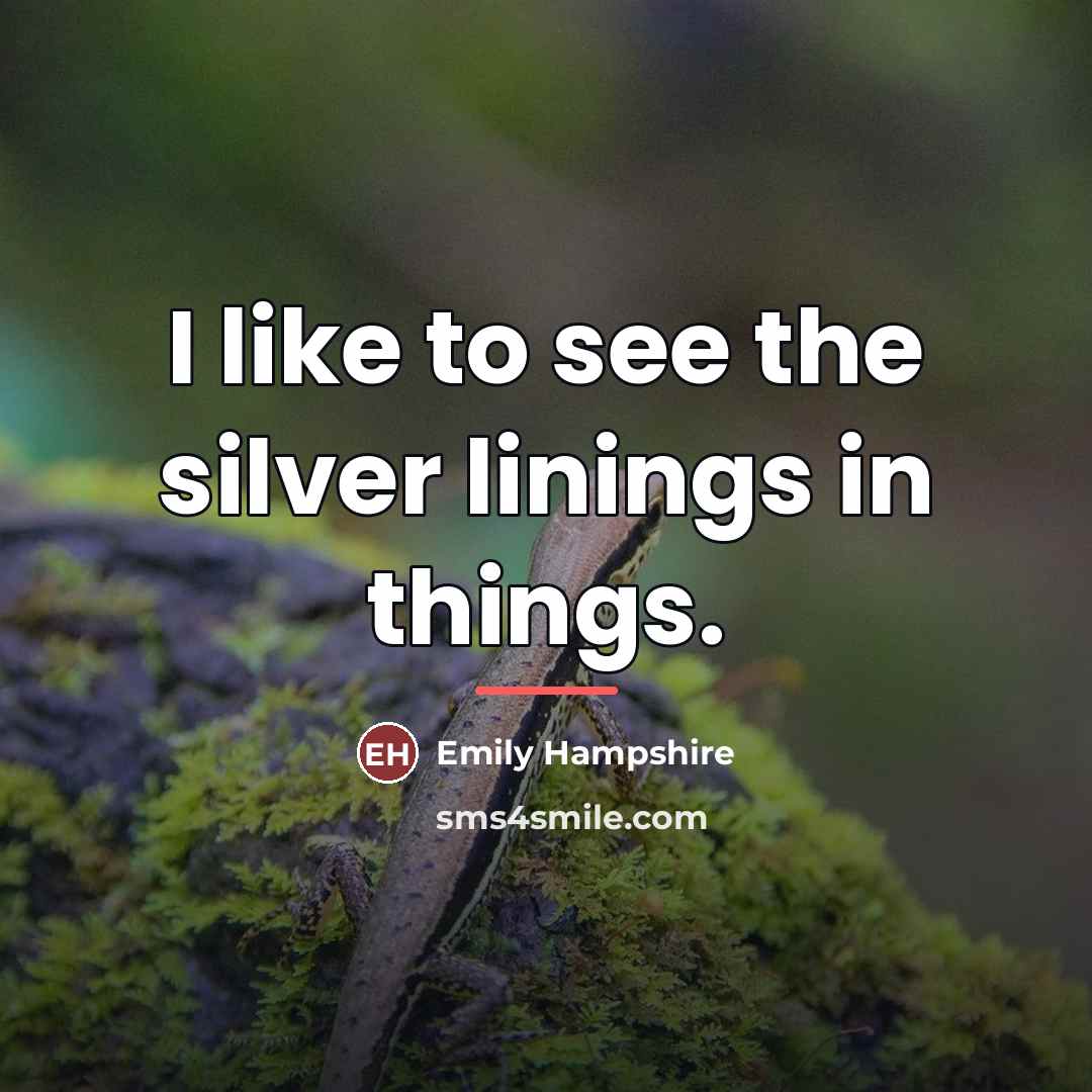“I like to see the silver linings in things.…” quote by Emily Hampshire