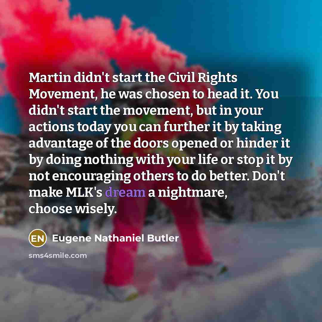 “Martin didn't start the Civil Rights Movement, he was chosen…” quote by Eugene Nathaniel Butler