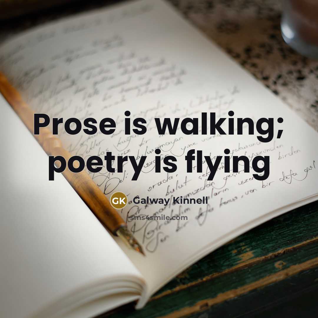 “Prose is walking; poetry is flying…” quote by Galway Kinnell