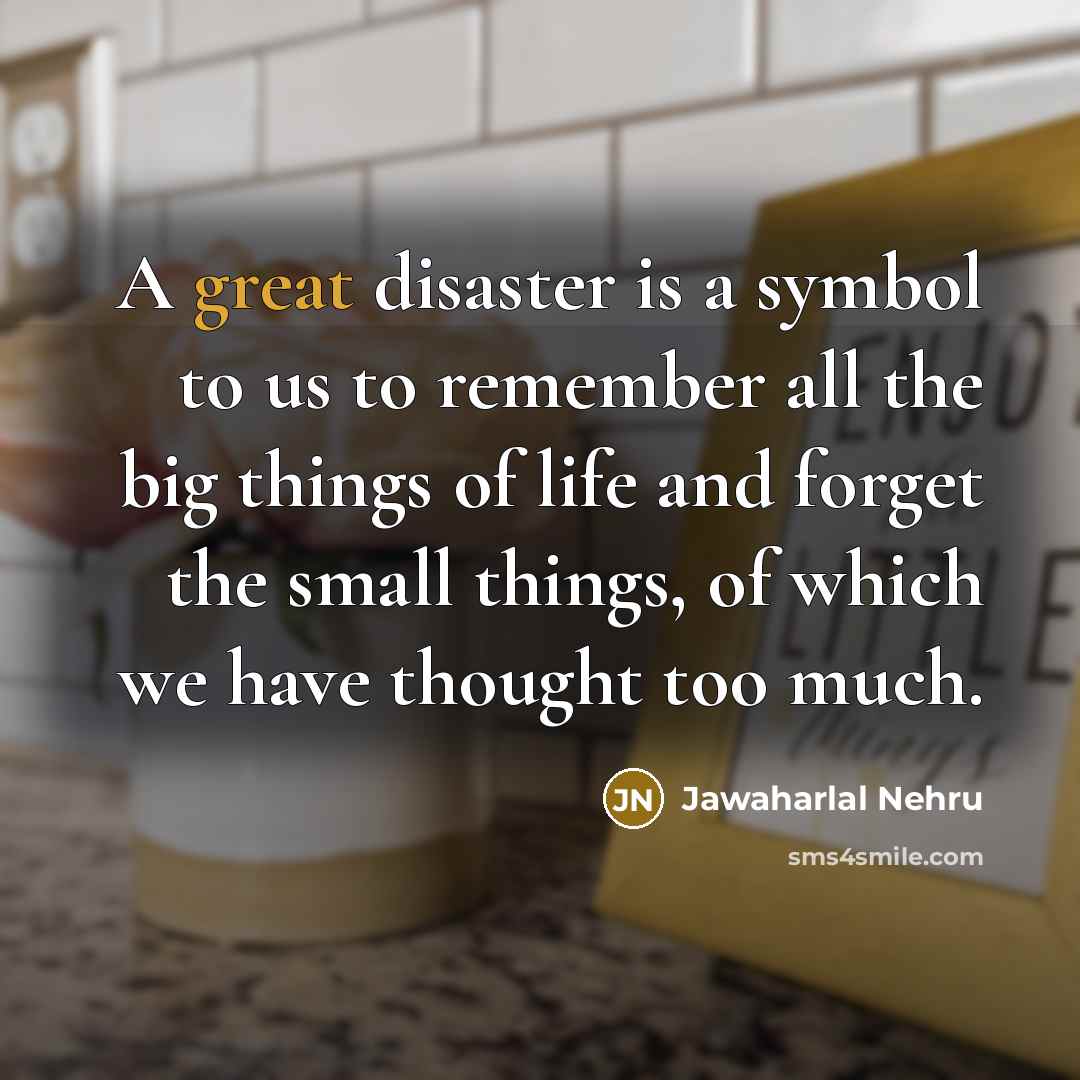 “A great disaster is a symbol to us to remember…” quote by Jawaharlal Nehru