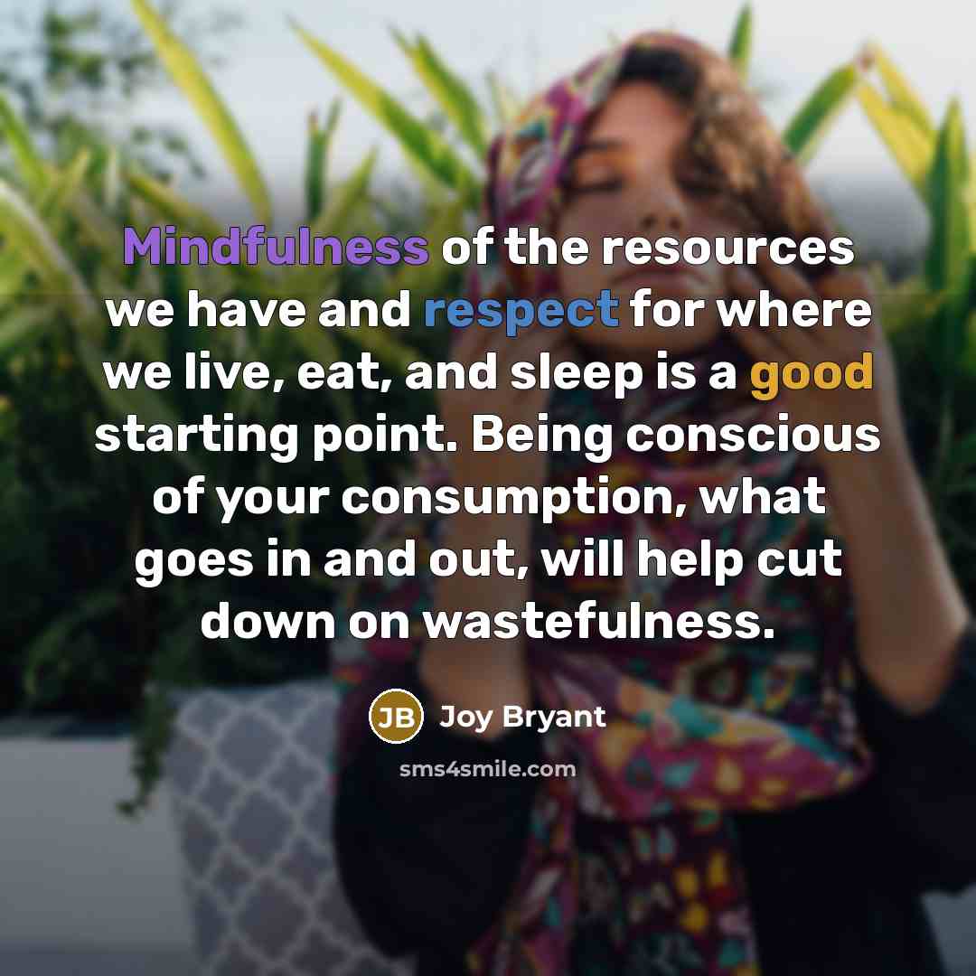 “Mindfulness of the resources we have and respect for where…” quote by Joy Bryant