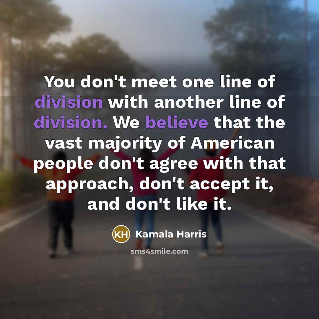 “You don't meet one line of division with another line…” quote by Kamala Harris