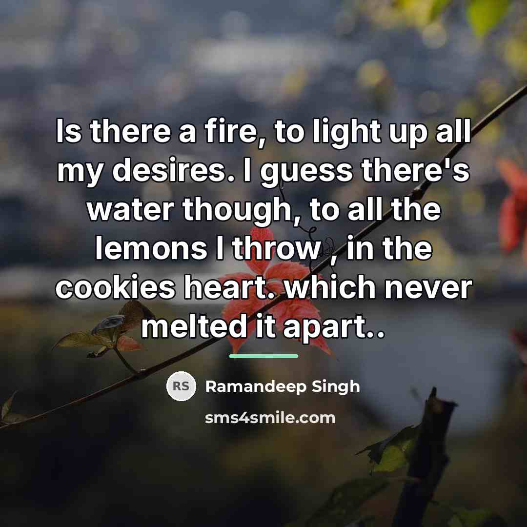 “Is there a fire, to light up all my desires.…” quote by Ramandeep Singh