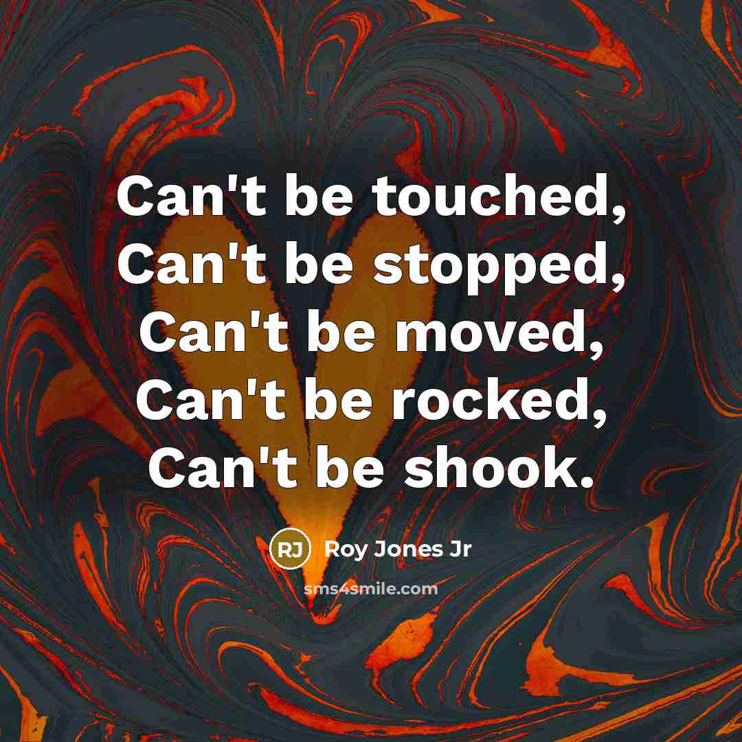 “Can't be touched, Can't be stopped, Can't be moved, Can't…” quote by Roy Jones Jr