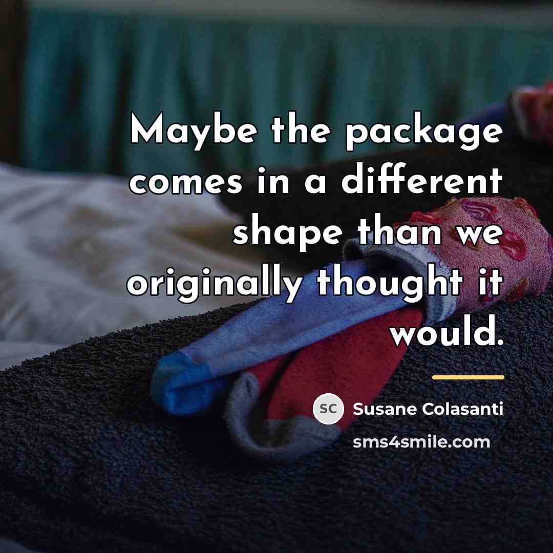 “Maybe the package comes in a different shape than we…” quote by Susane Colasanti