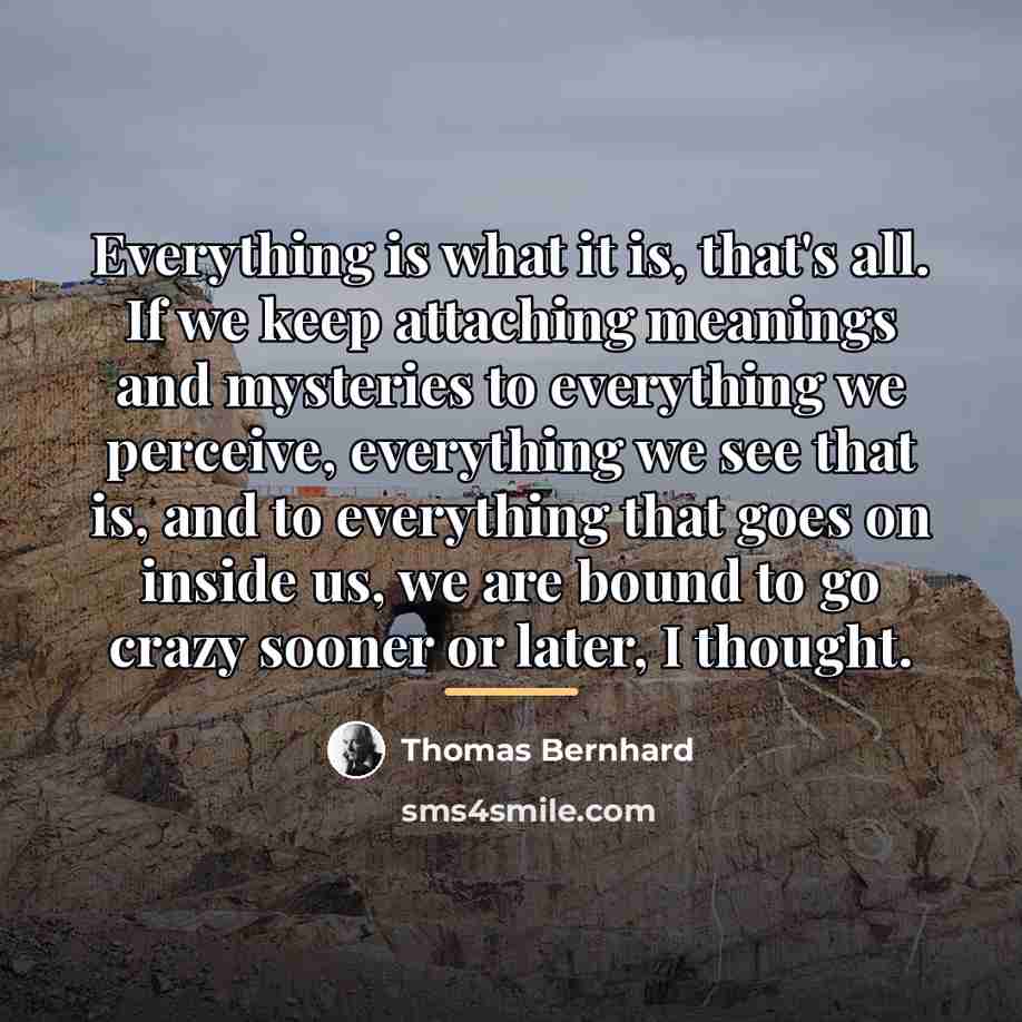 “Everything is what it is, that's all. If we keep…” quote by Thomas Bernhard