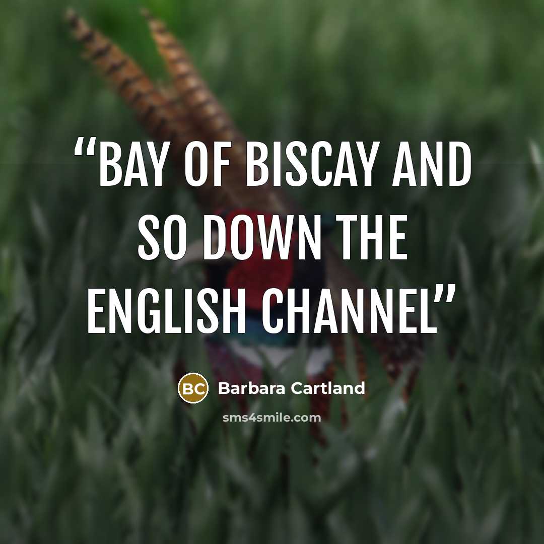 “Bay of Biscay and so down the English Channel” quote by Barbara Cartland