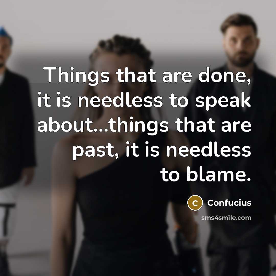 “Things that are done, it is needless to speak about...things…” quote by Confucius