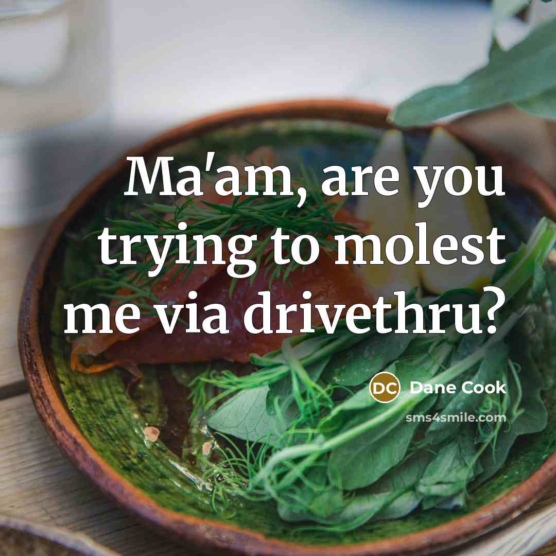 “Ma'am, are you trying to molest me via drivethru?” quote by Dane Cook