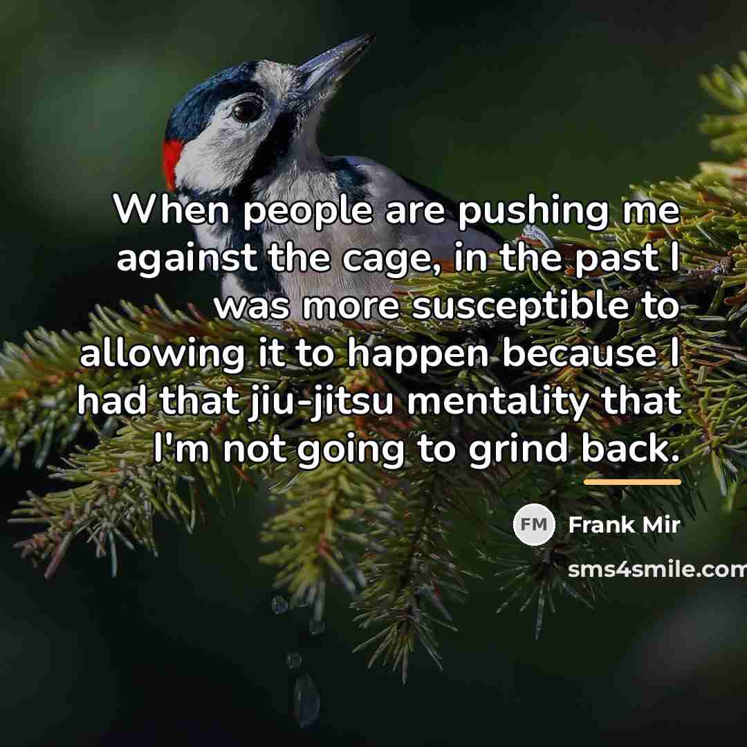 “When people are pushing me against the cage, in the…” quote by Frank Mir