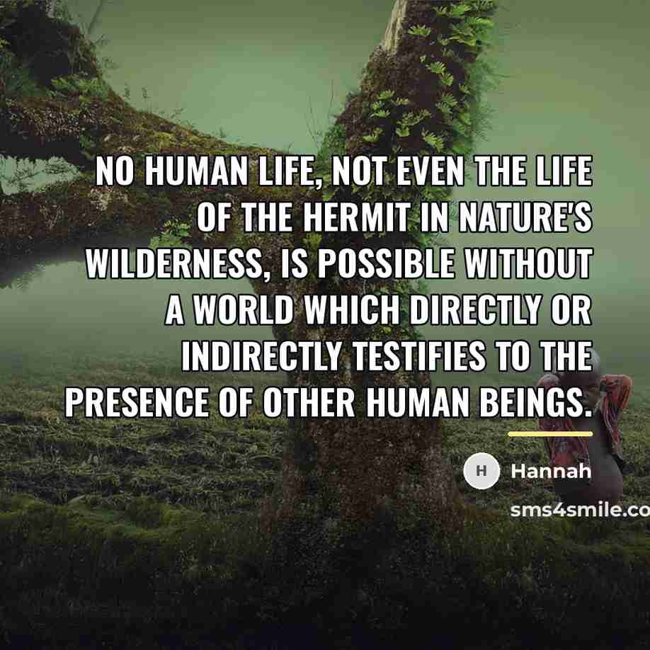 “No human life, not even the life of the hermit…” quote by Hannah