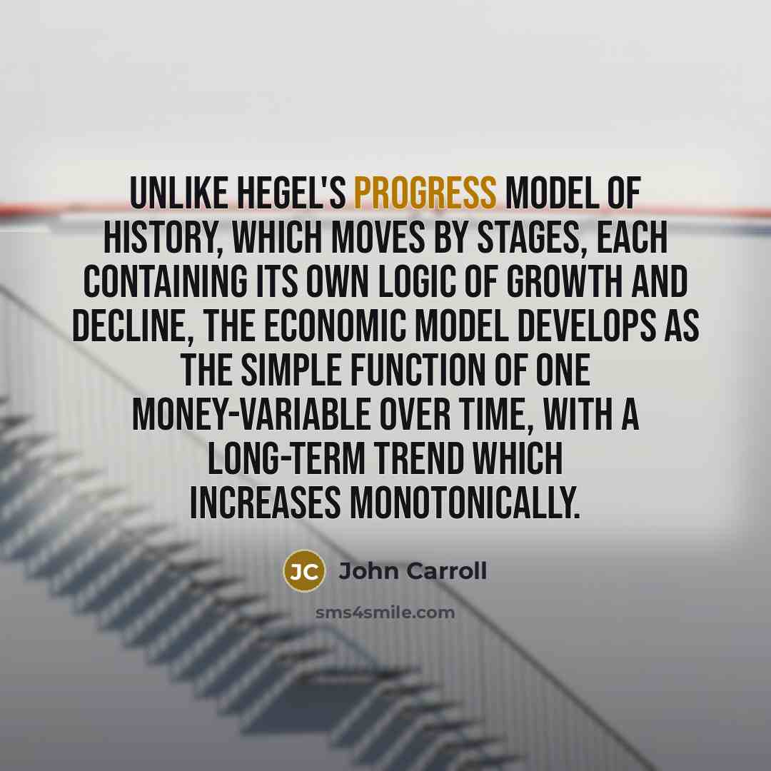 “Unlike Hegel's progress model of history, which moves by stages,…” quote by John Carroll