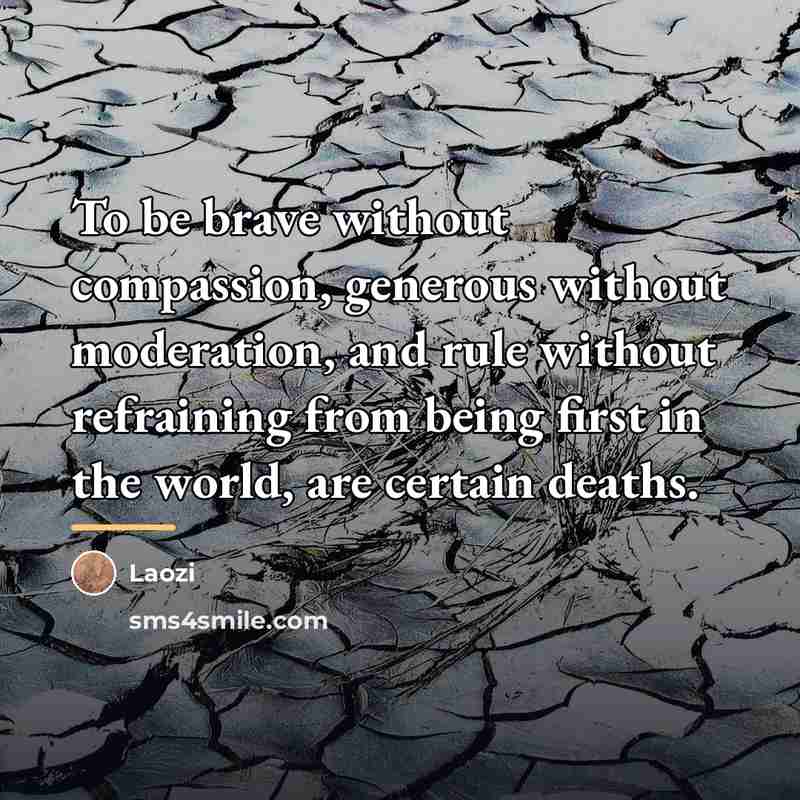 “To be brave without compassion, generous without moderation, and rule…” quote by Laozi