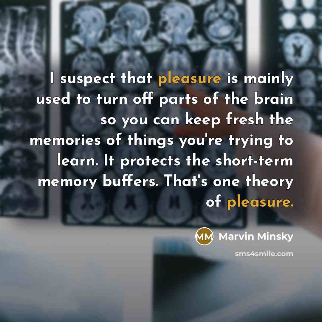 “I suspect that pleasure is mainly used to turn off…” quote by Marvin Minsky