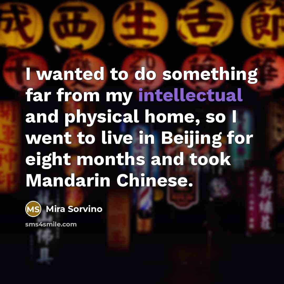 “I wanted to do something far from my intellectual and…” quote by Mira Sorvino