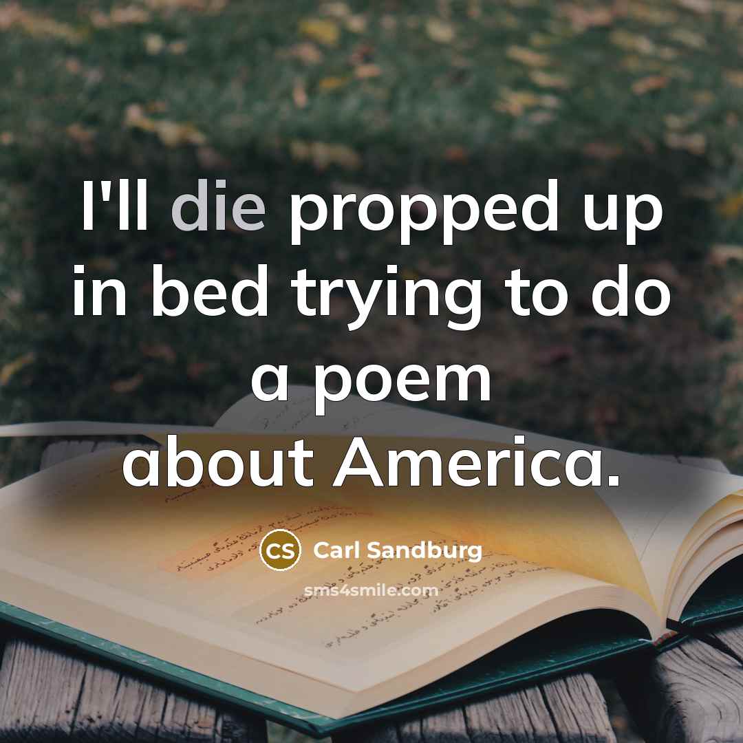 “I'll die propped up in bed trying to do a…” quote by Carl Sandburg