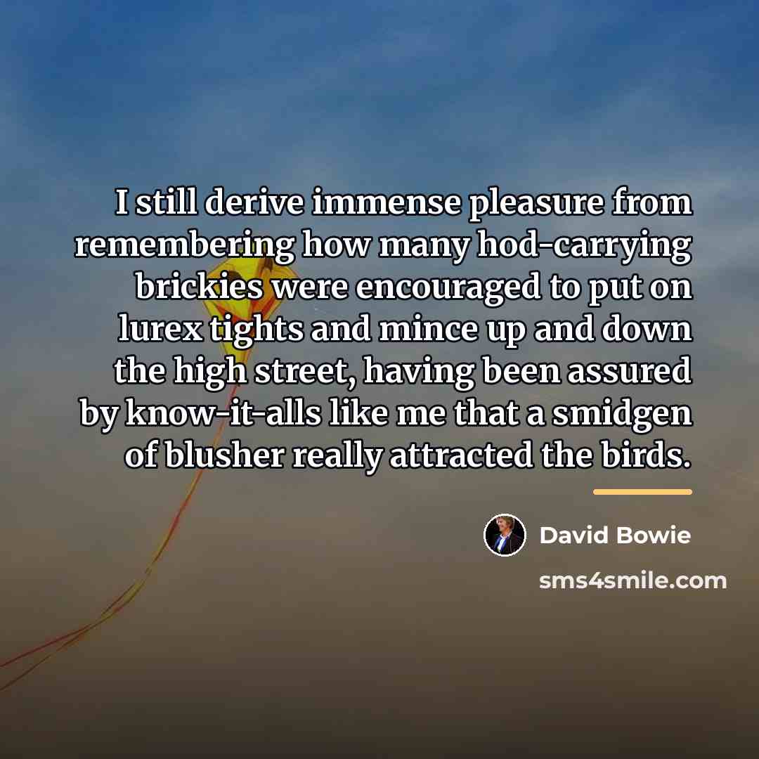 “I still derive immense pleasure from remembering how many hod-carrying…” quote by David Bowie