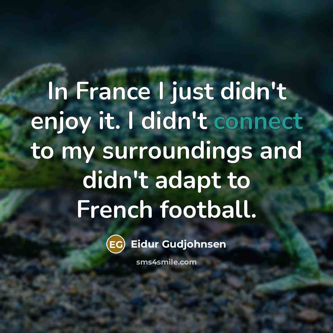 “In France I just didn't enjoy it. I didn't connect…” quote by Eidur Gudjohnsen