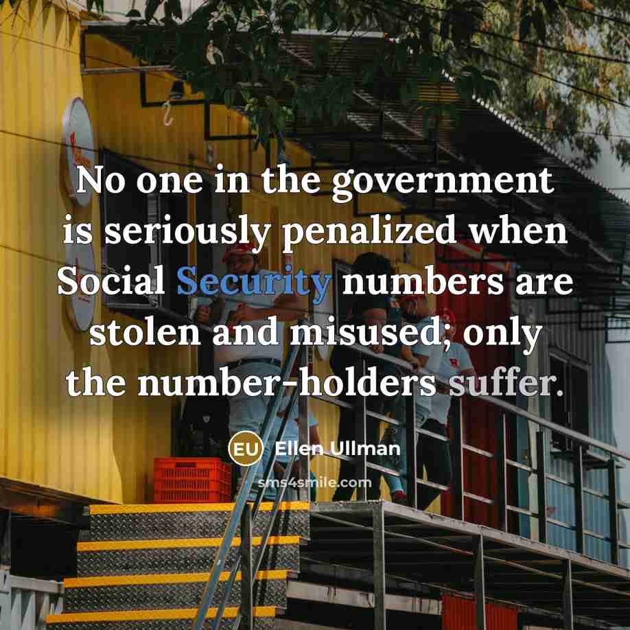 “No one in the government is seriously penalized when Social…” quote by Ellen Ullman
