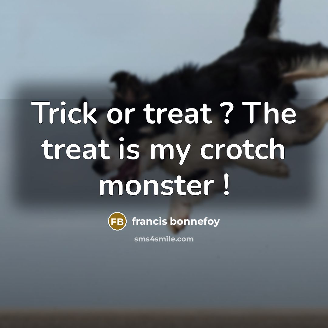 “Trick or treat ? The treat is my crotch monster…” quote by Francis Bonnefoy