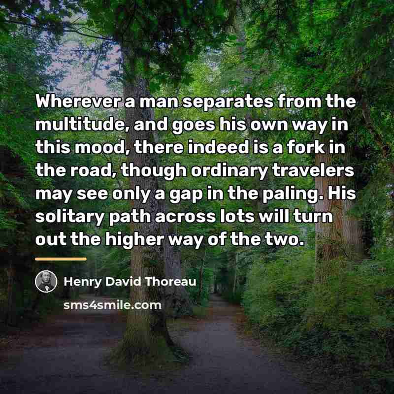 “Wherever a man separates from the multitude, and goes his…” quote by Henry David Thoreau