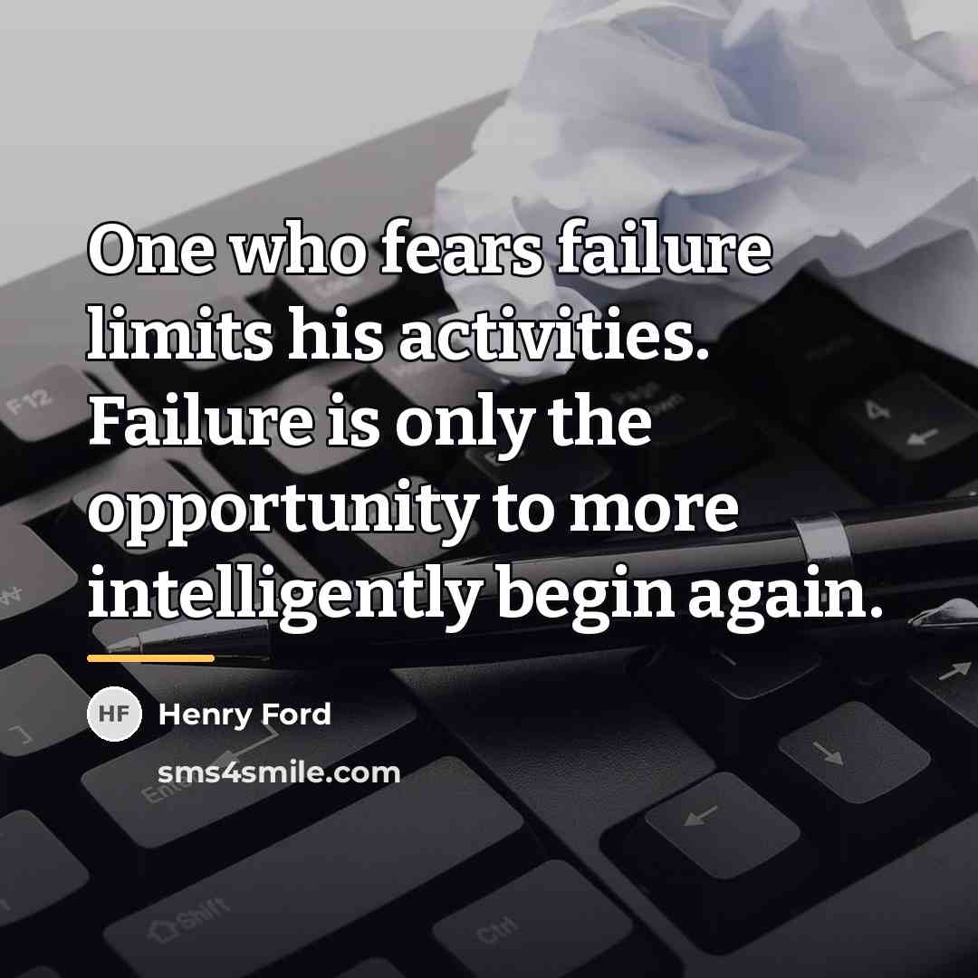 “One who fears failure limits his activities. Failure is only…” quote by Henry Ford
