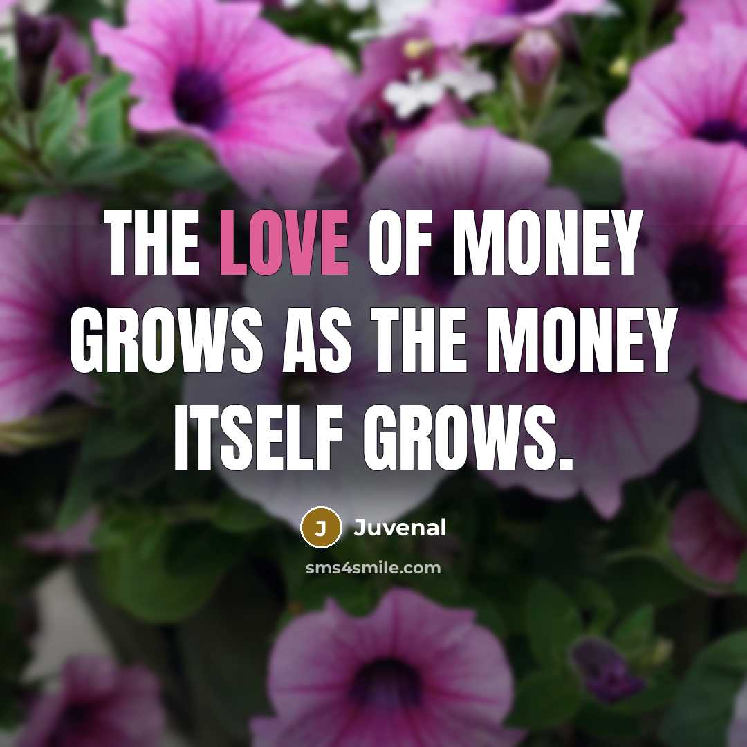 “The love of money grows as the money itself grows.…” quote by Juvenal