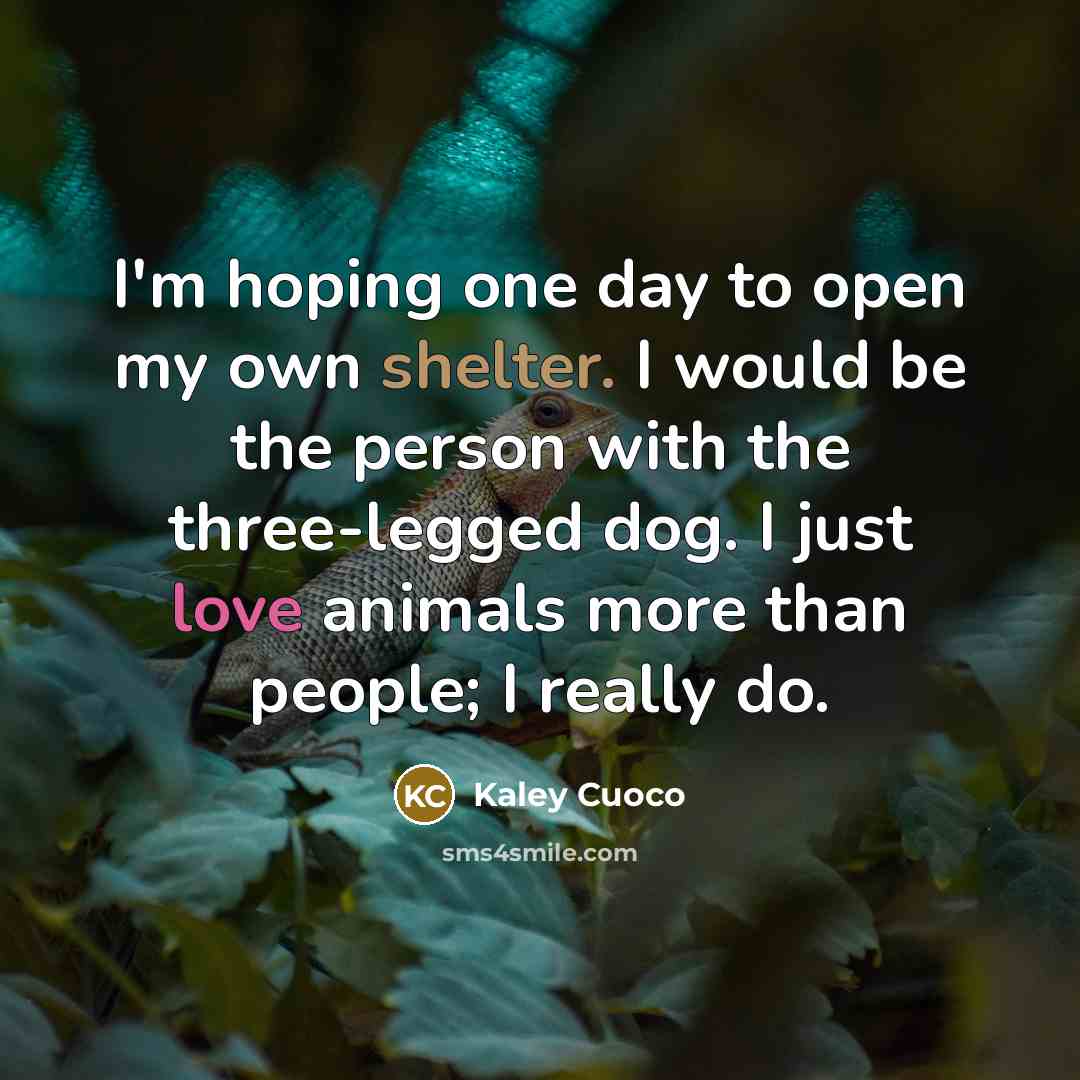 “I'm hoping one day to open my own shelter. I…” quote by Kaley Cuoco