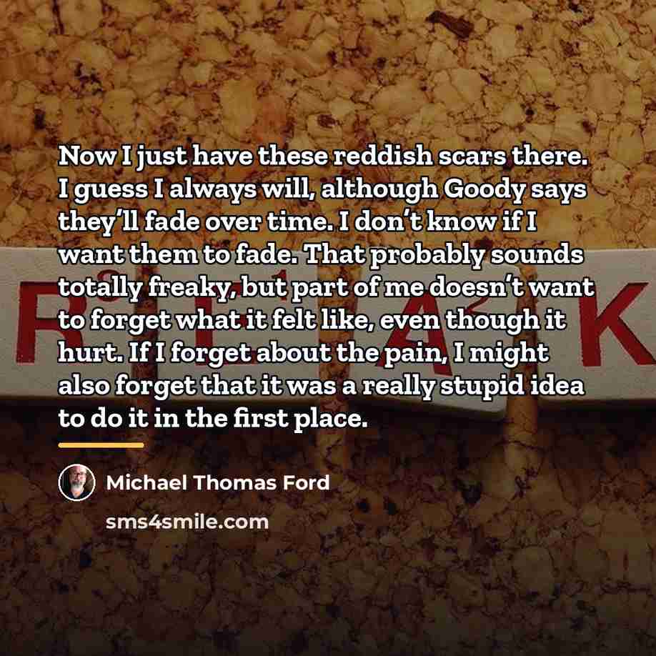 “Now I just have these reddish scars there. I guess…” quote by Michael Thomas Ford