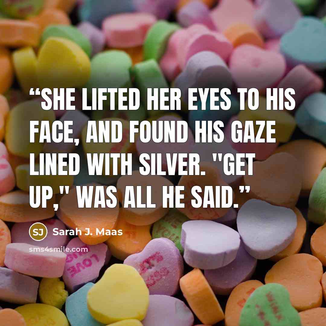 “She lifted her eyes to his face, and found his gaze lined with silver. "Get up," was all he said.” quote by Sarah J. Maas
