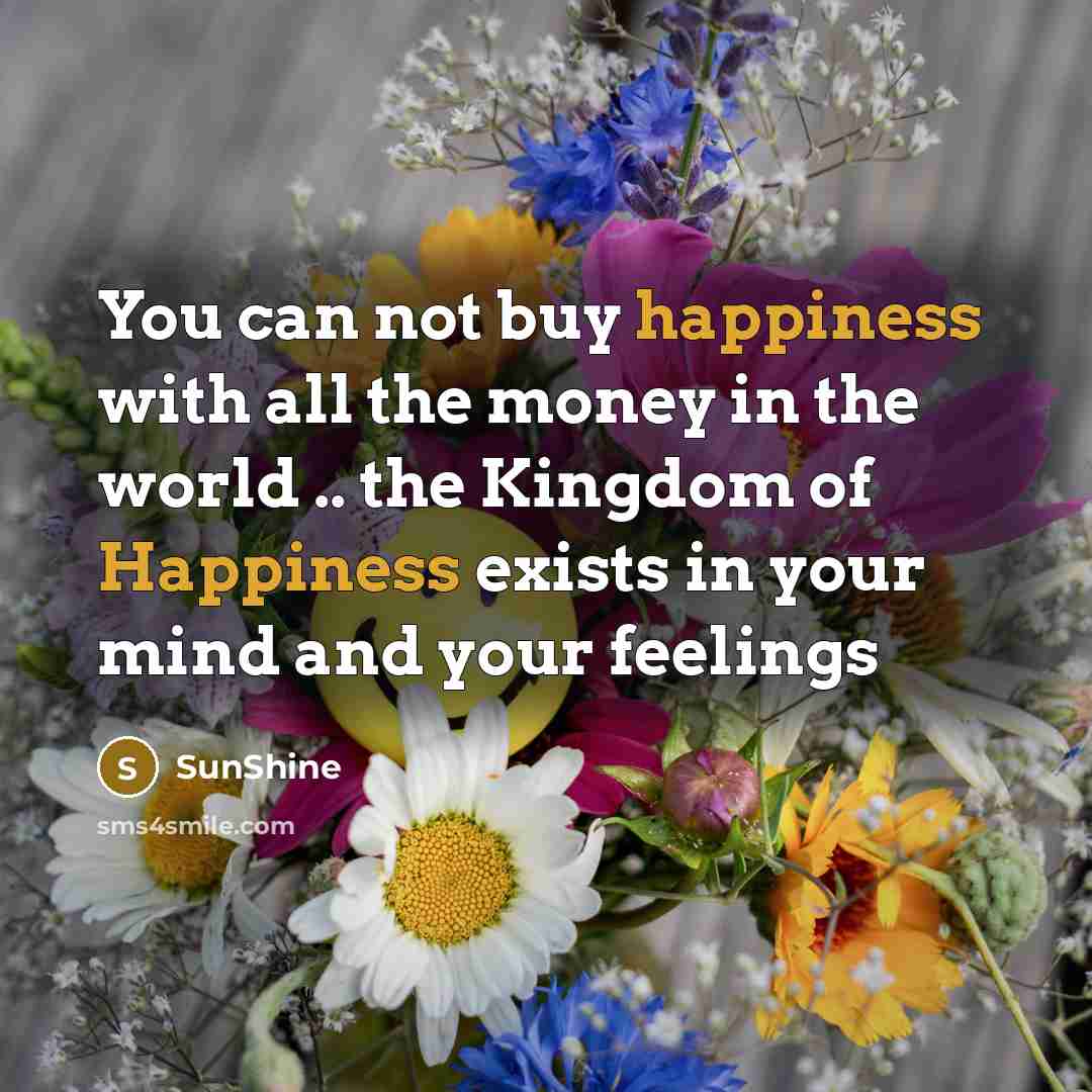 “You can not buy happiness with all the money in…” quote by SunShine