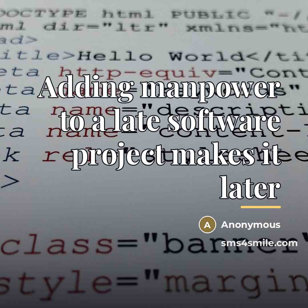 “Adding manpower to a late software project makes it later…” quote by Anonymous