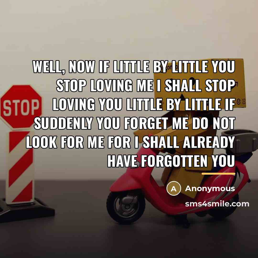 “Well, now If little by little you stop loving me…” quote by Anonymous