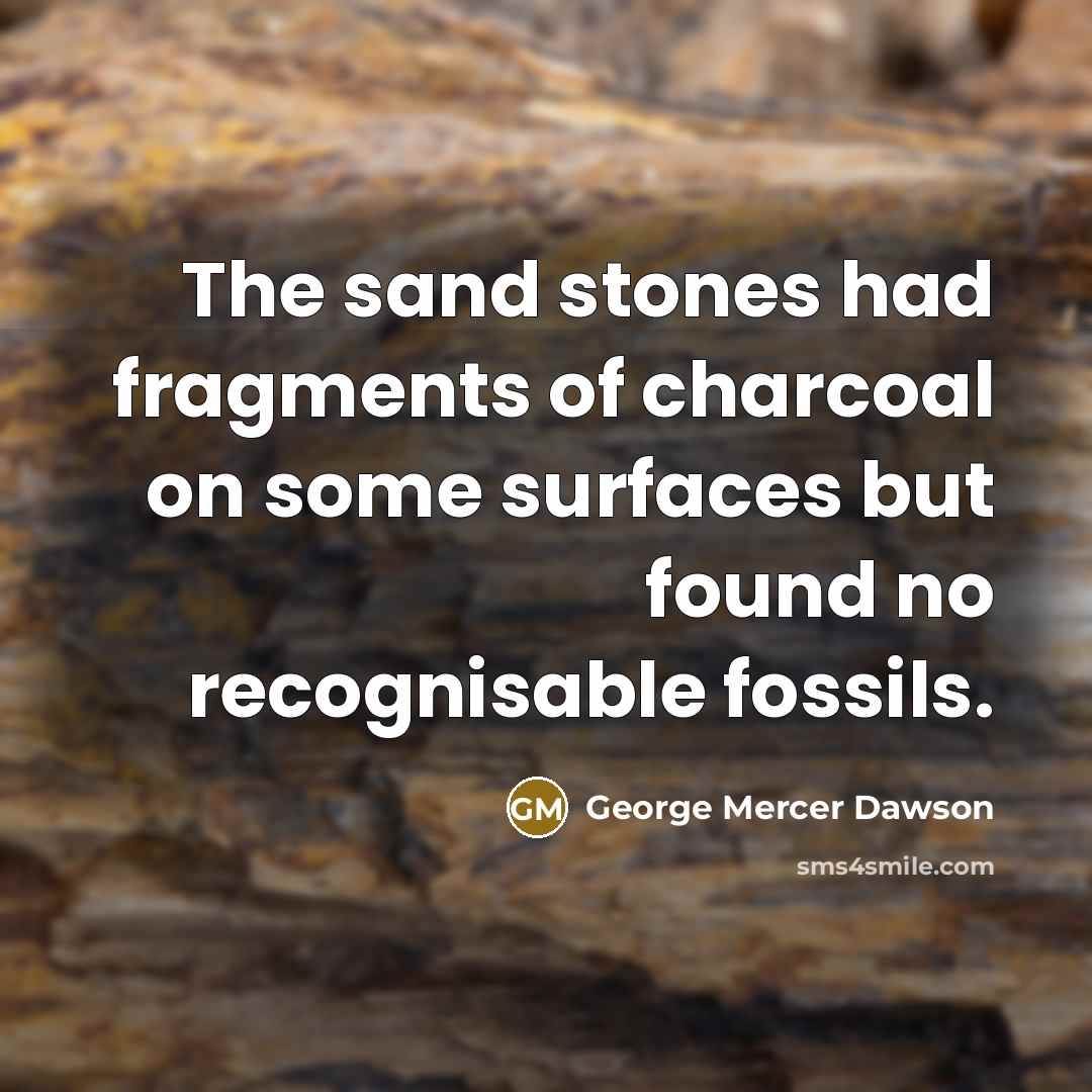 “The sand stones had fragments of charcoal on some surfaces…” quote by George Mercer Dawson