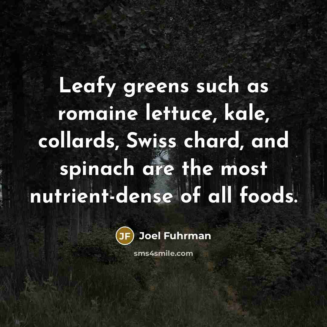 “Leafy greens such as romaine lettuce, kale, collards, Swiss chard,…” quote by Joel Fuhrman